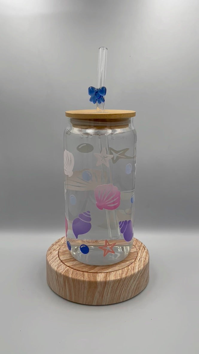 Enchanting Oceanside Magic: 500ml Color-Changing Seashell Glass Tumbler