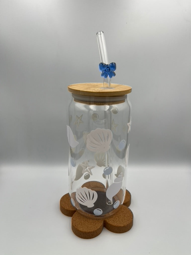 Enchanting Oceanside Magic: 500ml Color-Changing Seashell Glass Tumbler