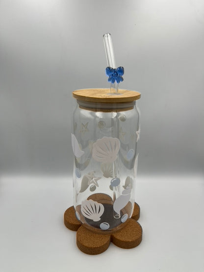 Enchanting Oceanside Magic: 500ml Color-Changing Seashell Glass Tumbler