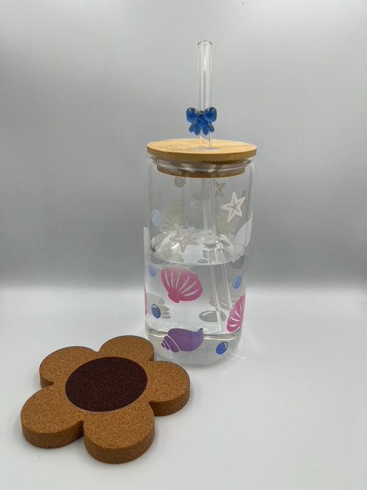 Enchanting Oceanside Magic: 500ml Color-Changing Seashell Glass Tumbler