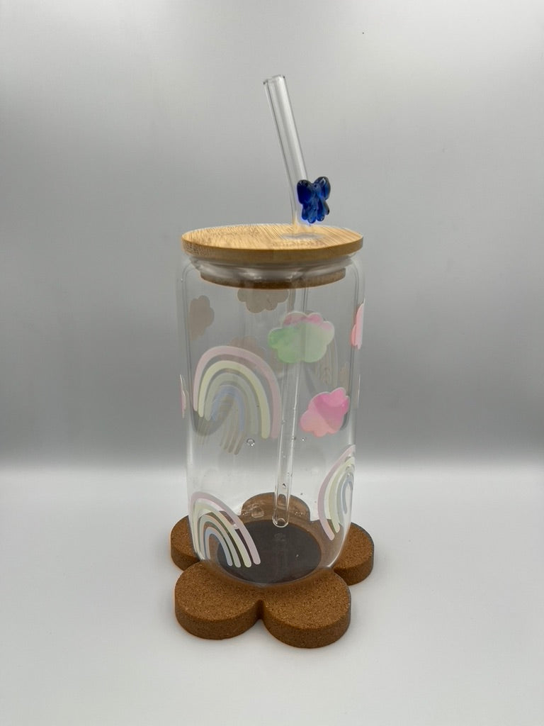 Rainbow Magic: 500ml Color-Changing Rainbow Glass Tumbler