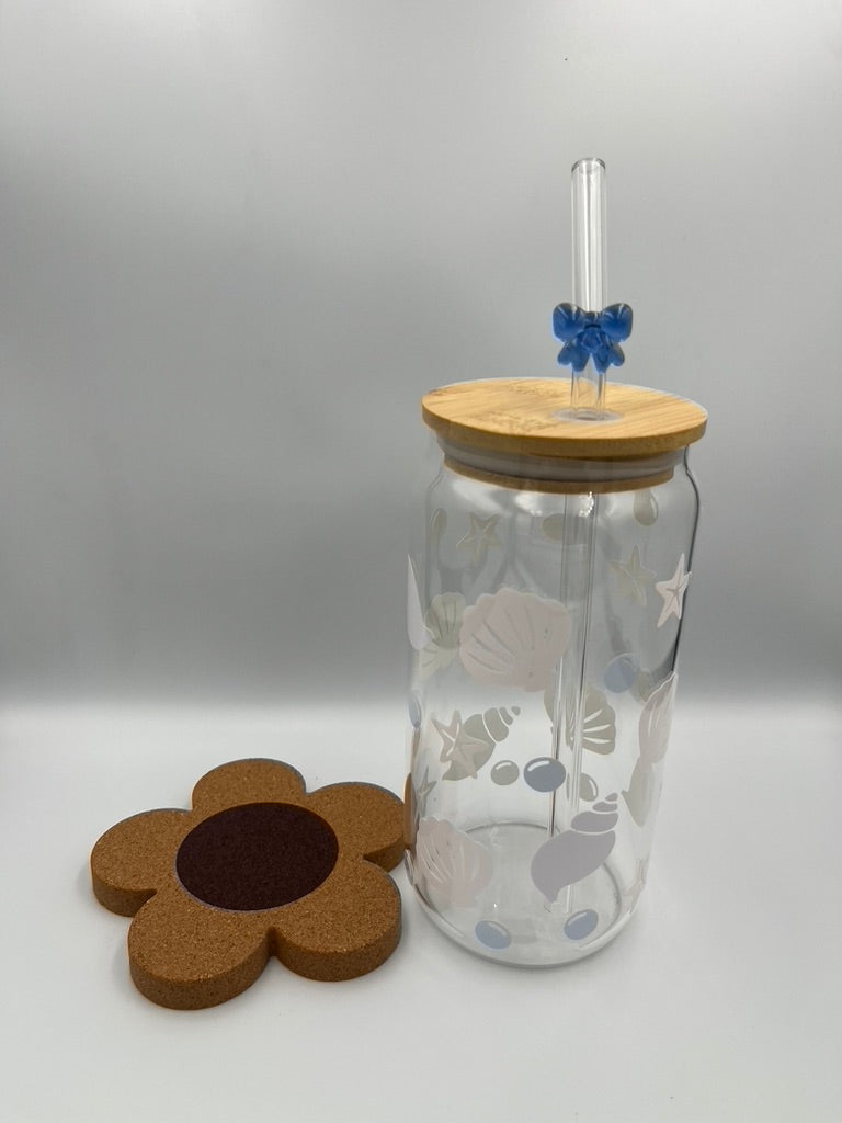 Enchanting Oceanside Magic: 500ml Color-Changing Seashell Glass Tumbler