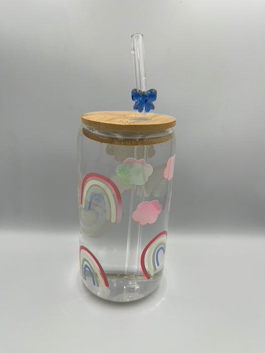 Rainbow Magic: 500ml Color-Changing Rainbow Glass Tumbler