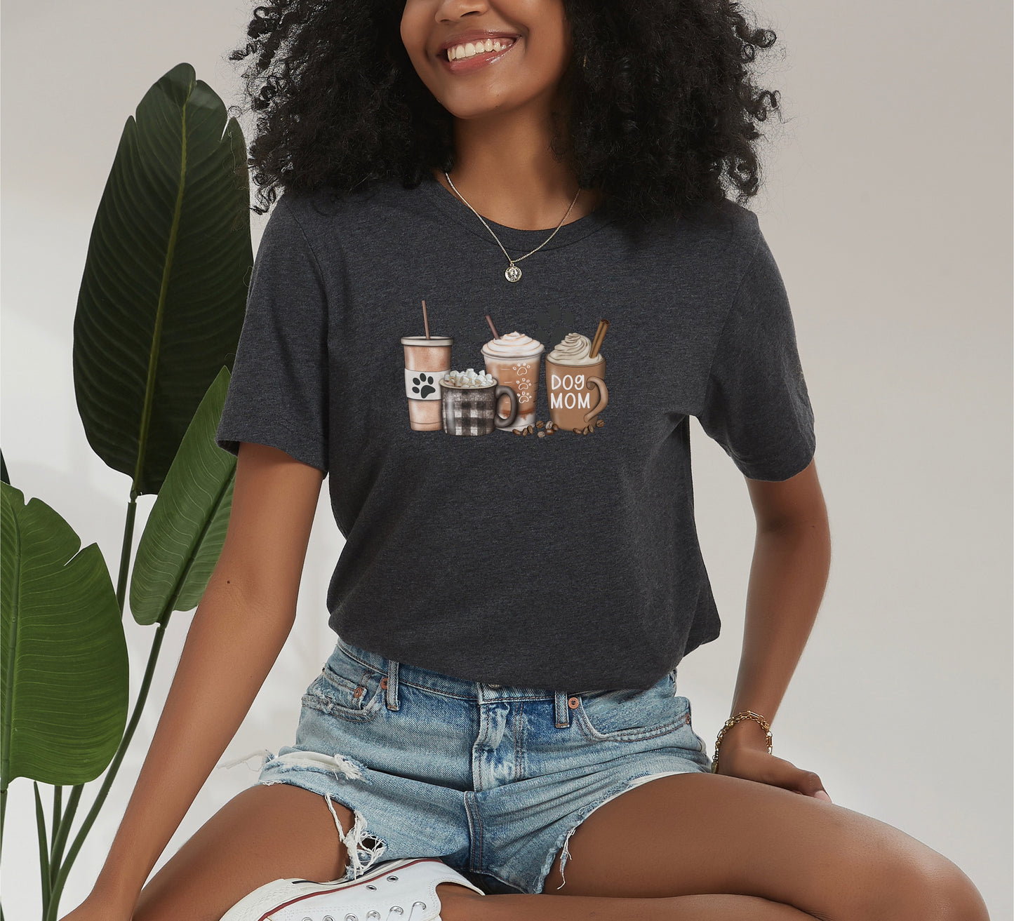Iced Milky Coffee & Dog Mom Paw Prints Eco Tee