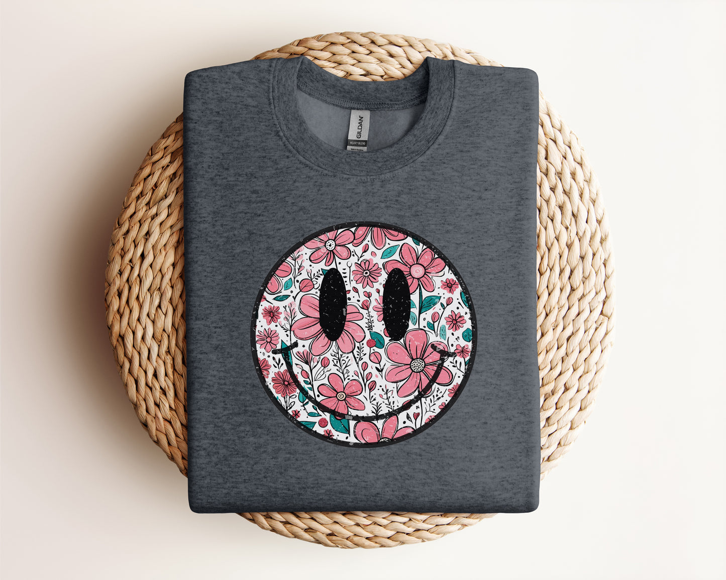 Retro Smiley Face Flowers Eco Tee