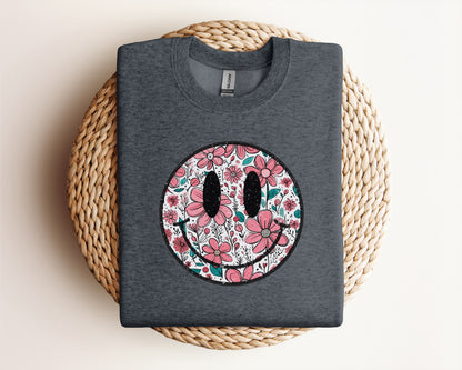 Retro Smiley Face Flowers Eco Tee
