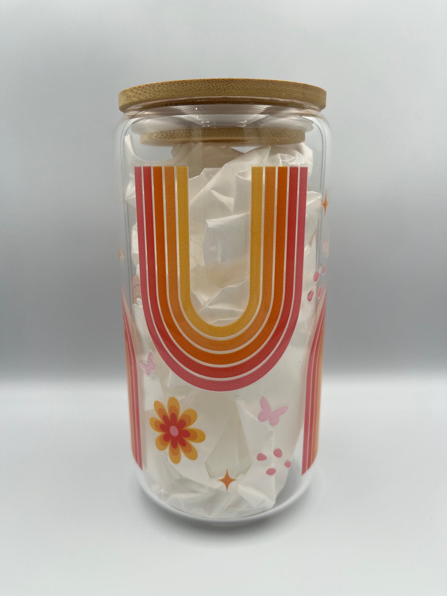 500ml 70's Vintage Retro Rainbow and Flowers