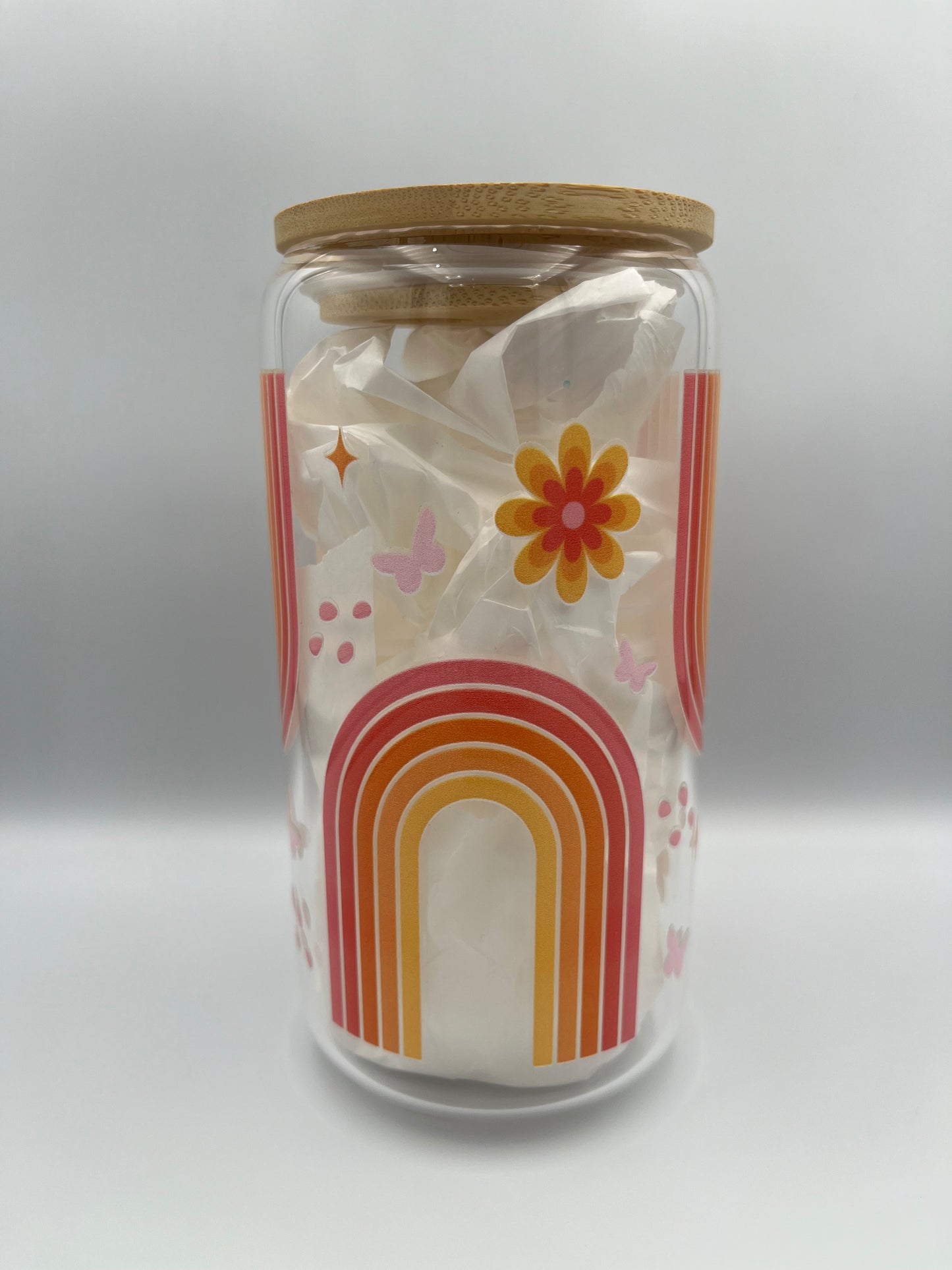 500ml 70's Vintage Retro Rainbow and Flowers