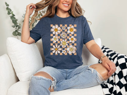 Retro Checkers Flowers Eco Tee!
