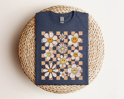 Retro Checkers Flowers Eco Tee!