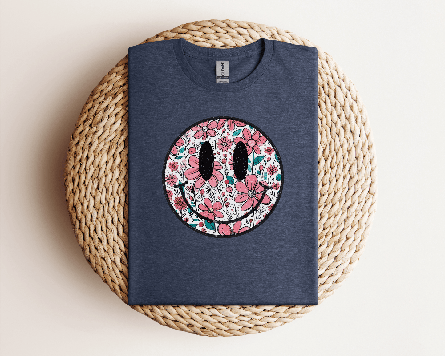 Retro Smiley Face Flowers Eco Tee