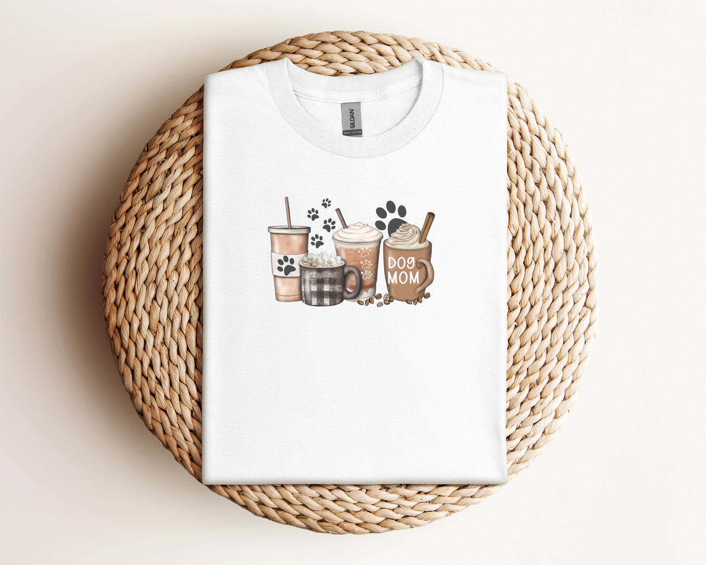 Iced Milky Coffee & Dog Mom Paw Prints Eco Tee