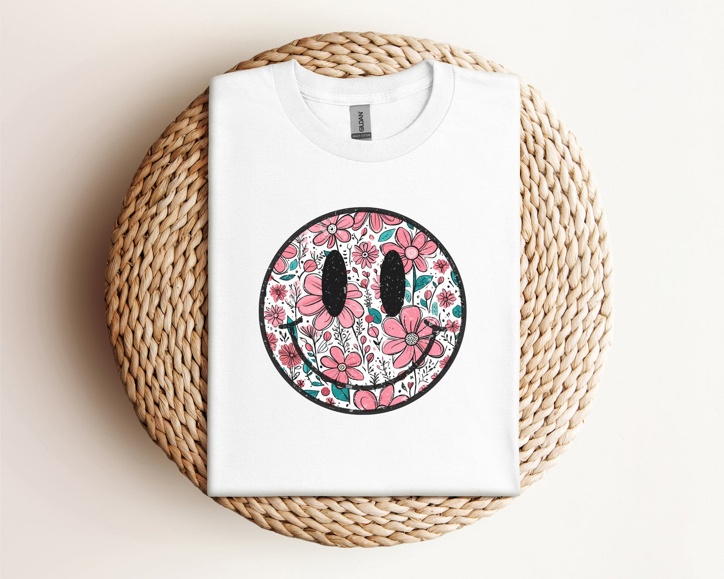 Retro Smiley Face Flowers Eco Tee