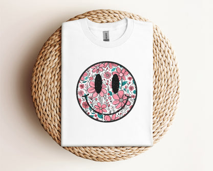 Retro Smiley Face Flowers Eco Tee