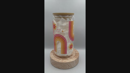 500ml 70's Vintage Retro Rainbow and Flowers