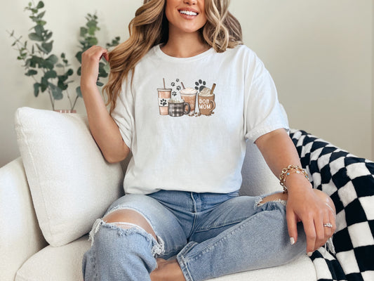 Iced Milky Coffee & Dog Mom Paw Prints Eco Tee